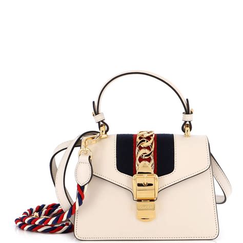 gucci white sylvie bag top handle|gucci boston bag guccissima.